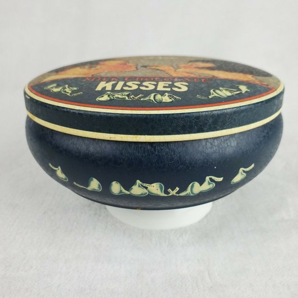 Vintage 1982 Hershey's Kisses Milk Chocolate Candy Tin/Can, 'A Kiss For You' - Picture 3 of 5